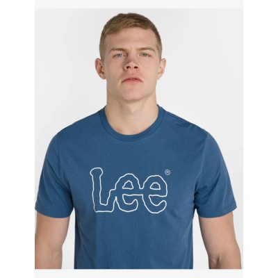 Lee Wobbly Logo Triko Modrá